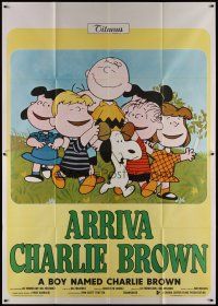 5b140 BOY NAMED CHARLIE BROWN Italian 2p '70 art of Charles M. Schulz's Snoopy & the Peanuts!