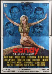 5b141 CANDY Italian 2p '68 Ciriello art of Brando, Ringo, Matthau, Burton & sexy naked Ewa Aulin!