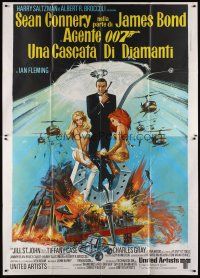 5b149 DIAMONDS ARE FOREVER Italian 2p '71 art of Sean Connery as James Bond by Robert McGinnis!
