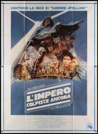 5b154 EMPIRE STRIKES BACK Italian 2p '80 George Lucas sci-fi classic, cool artwork by Tom Jung!