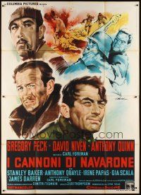5b162 GUNS OF NAVARONE Italian 2p R60s art of Gregory Peck, David Niven & Quinn by Giorgio Olivetti