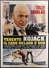5b177 MARCUS-NELSON MURDERS Italian 2p '78 best close up art of Telly Savalas as Kojack with gun!
