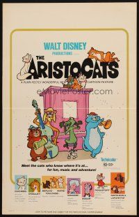 5b531 ARISTOCATS WC '71 Walt Disney feline jazz musical cartoon, great colorful image!