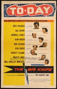 5b559 BIG KNIFE WC '55 Robert Aldrich, classic image of movie star Jack Palance in wacky glasses!