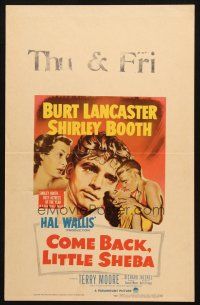 5b585 COME BACK LITTLE SHEBA WC '53 art of Burt Lancaster, Shirley Booth, Jaeckel & Moore!