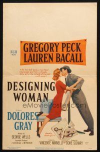 5b604 DESIGNING WOMAN WC '57 different art of Gregory Peck & Lauren Bacall kissing!