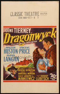 5b610 DRAGONWYCK WC '46 close up of beautiful Gene Tierney & Vincent Price!