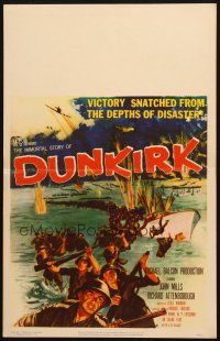 5b613 DUNKIRK WC '58 great World War II art of thousands of armed soldiers evacuating the city!