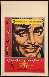 5b708 KING & FOUR QUEENS WC '57 super close up art of Clark Gable!