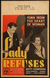5b713 LADY REFUSES WC '31 prostitute Betty Compson is hired by wealthy father to seduce his son!