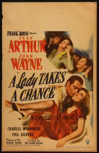 5b714 LADY TAKES A CHANCE WC '43 Jean Arthur moves west and falls in love with John Wayne!