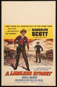 5b717 LAWLESS STREET WC '55 top gun Randolph Scott is running out of luck, bullets & his woman too!