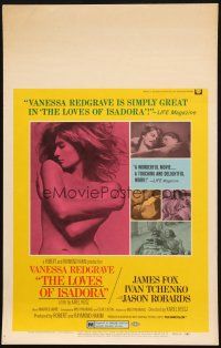 5b736 LOVES OF ISADORA WC '69 super sexy naked Vanessa Redgrave covering herself with just arms!