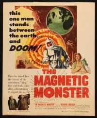 5b740 MAGNETIC MONSTER WC '53 cosmic Frankenstein came alive & will swallow the Earth!