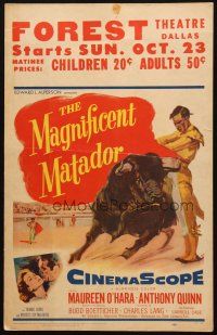 5b741 MAGNIFICENT MATADOR WC '55 Budd Boetticher, Anthony Quinn, Maureen O'Hara, bullfighting art!