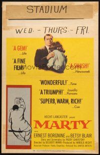5b755 MARTY WC '55 directed by Delbert Mann, Ernest Borgnine, written by Paddy Chayefsky!