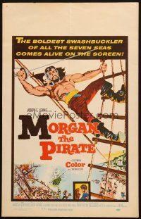 5b771 MORGAN THE PIRATE WC '61 Morgan il pirate, cool art of barechested swashbuckler Steve Reeves!