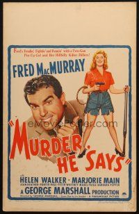 5b776 MURDER HE SAYS WC '45 classic Fred MacMurray screwball comedy, honor flysis, incom beesis!
