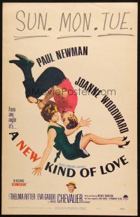 5b781 NEW KIND OF LOVE WC '63 Paul Newman loves Joanne Woodward, great romantic image!