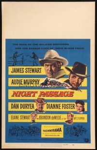 5b783 NIGHT PASSAGE WC '57 no one could stop the showdown between Jimmy Stewart & Audie Murphy!