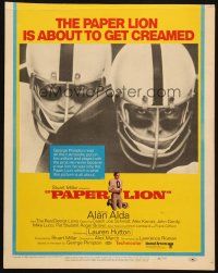 5b803 PAPER LION WC '68 great close up of Alan Alda as football player George Plimpton!