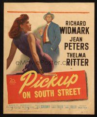 5b813 PICKUP ON SOUTH STREET WC '53 Richard Widmark & Jean Peters in Samuel Fuller noir classic!