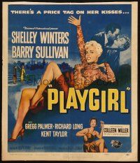 5b817 PLAYGIRL WC '54 Barry Sullivan, there's a price tag on sexy Shelley Winters' kisses!