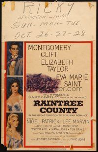 5b832 RAINTREE COUNTY WC '57 art of Montgomery Clift, Elizabeth Taylor & Eva Marie Saint!