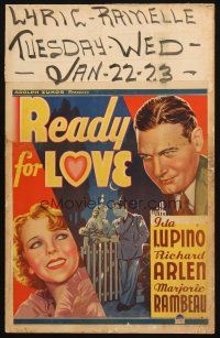 5b834 READY FOR LOVE WC '34 great art of young Ida Lupino & Richard Arlen together & close up!