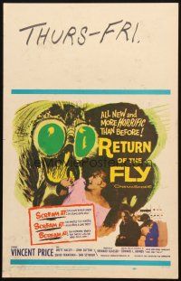 5b838 RETURN OF THE FLY WC '59 Vincent Price, cool insect monster art, more horrific than before!