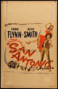 5b857 SAN ANTONIO WC '45 great full-length image of Alexis Smith on Errol Flynn's shoulder!