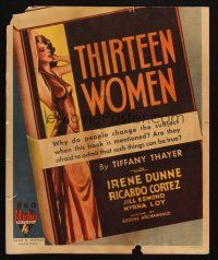 5b930 THIRTEEN WOMEN WC '32 cover of source novel with artwork of incredibly sexy woman!