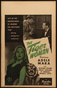 5b940 TIGER WOMAN WC '45 Adele Mara, who is daring, dangerous & seductive stands by tiger head rug!
