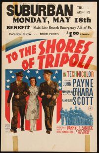 5b944 TO THE SHORES OF TRIPOLI WC '42 Maureen O'Hara arm-in-arm with John Payne & Randolph Scott!