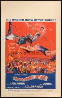 5b956 TRAPEZE WC '56 great circus art of Burt Lancaster, Gina Lollobrigida & Tony Curtis!