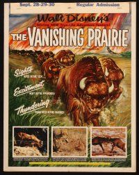 5b962 VANISHING PRAIRIE WC '54 a Walt Disney True-Life Adventure, cool art of stampeding buffalo!