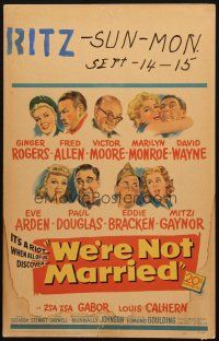 5b973 WE'RE NOT MARRIED WC '52 artwork of Ginger Rogers, young Marilyn Monroe & 7 others!