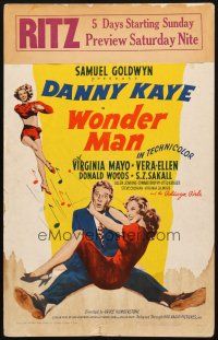 5b987 WONDER MAN WC '45 wacky Danny Kaye holds sexy Virginia Mayo + dancing Vera-Ellen!