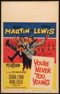 5b998 YOU'RE NEVER TOO YOUNG WC '55 great image of Dean Martin carrying wacky Jerry Lewis!