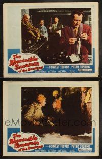 5c863 ABOMINABLE SNOWMAN OF THE HIMALAYAS 2 LCs '57 Peter Cushing, the dreaded man-beast of Tibet!
