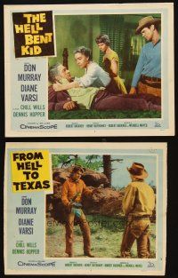 5c912 FROM HELL TO TEXAS 2 LCs '58 cowboy Don Murray, Diane Varsi, The Hell Bent Kid!