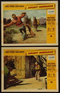 5c949 NIGHT PASSAGE 2 LCs '57 James Stewart punches one guy & about to shoot another!