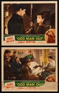 5c953 ODD MAN OUT 2 LCs '47 James Mason, Cyril Cusack, Dan O'Herlihy, directed by Carol Reed!
