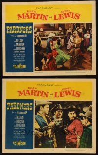 5c958 PARDNERS 2 LCs '56 images of wacky cowboy Jerry Lewis, w/ Lon Chaney Jr.!