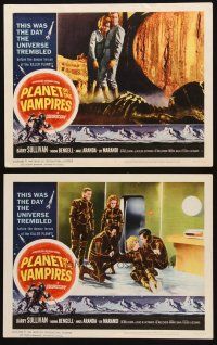 5c962 PLANET OF THE VAMPIRES 2 LCs '65 Mario Bava, Barry Sullivan & astronauts in cool suits!