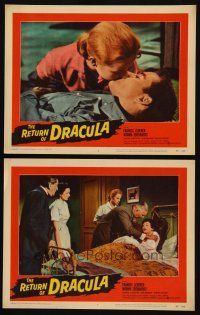 5c965 RETURN OF DRACULA 2 LCs '58 horror, Virginia Vincent, Norma Eberhardt, Ray Stricklyn!