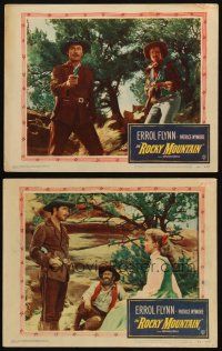 5c969 ROCKY MOUNTAIN 2 LCs '50 great close up of part renegade part hero Errol Flynn with gun!