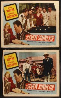 5c976 SEVEN SINNERS 2 LCs R53 Marlene Dietrich playing pool and on rickshaw & art of John Wayne!