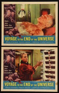 5c996 VOYAGE TO THE END OF THE UNIVERSE 2 LCs '64 AIP, Ikarie XB 1, outer space sci-fi border art!