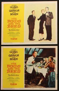 5c627 BIRDS & THE BEES 5 LCs '56 wacky art of George Gobel, Mitzi Gaynor, & David Niven!